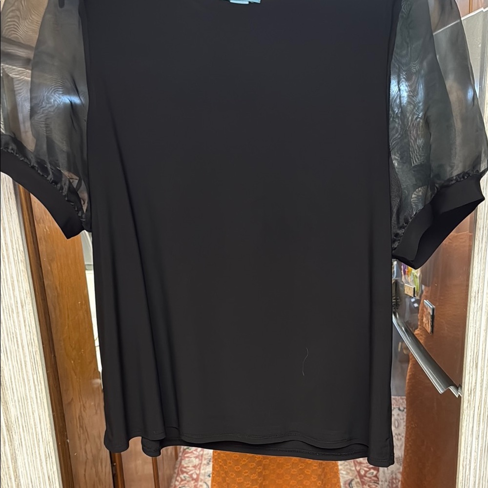 Elegant Black Sheer Sleeve Top